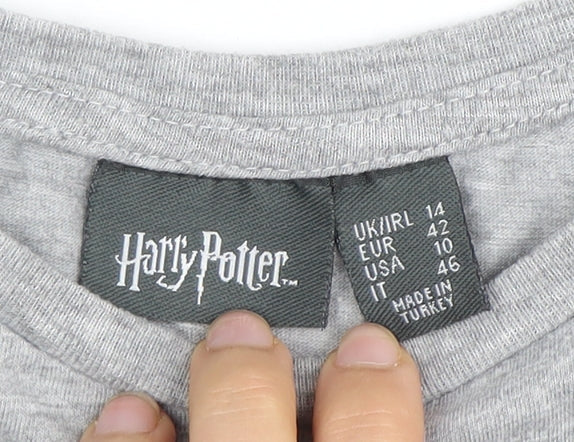 Harry Potter Unisex Grey Hogwarts T-Shirt Size 14