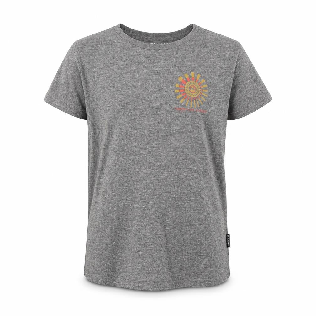 Front view of Billabong girls’ grey graphic t-shirt, size 7-8, years