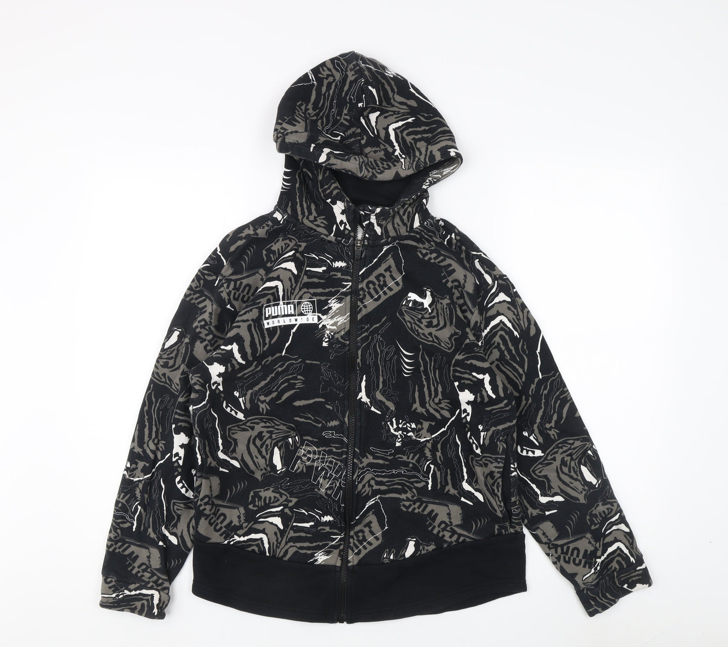 Puma Men's Black Sports Hoodie, Size 164, Logo Accent