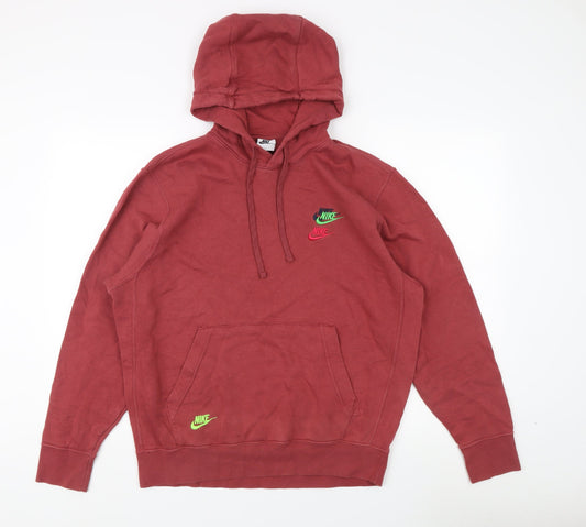 Nike Men's Red Pullover Hoodie, Medium, Logo Accent