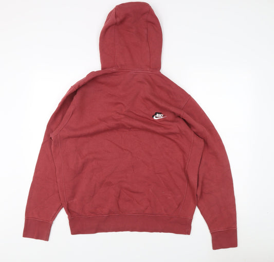 Nike Men's Red Pullover Hoodie, Medium, Logo Accent
