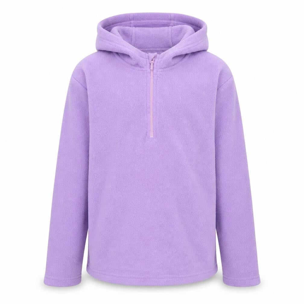 Front view of Mountain Warehouse girls’ purple fleece hoodie 7-8 years