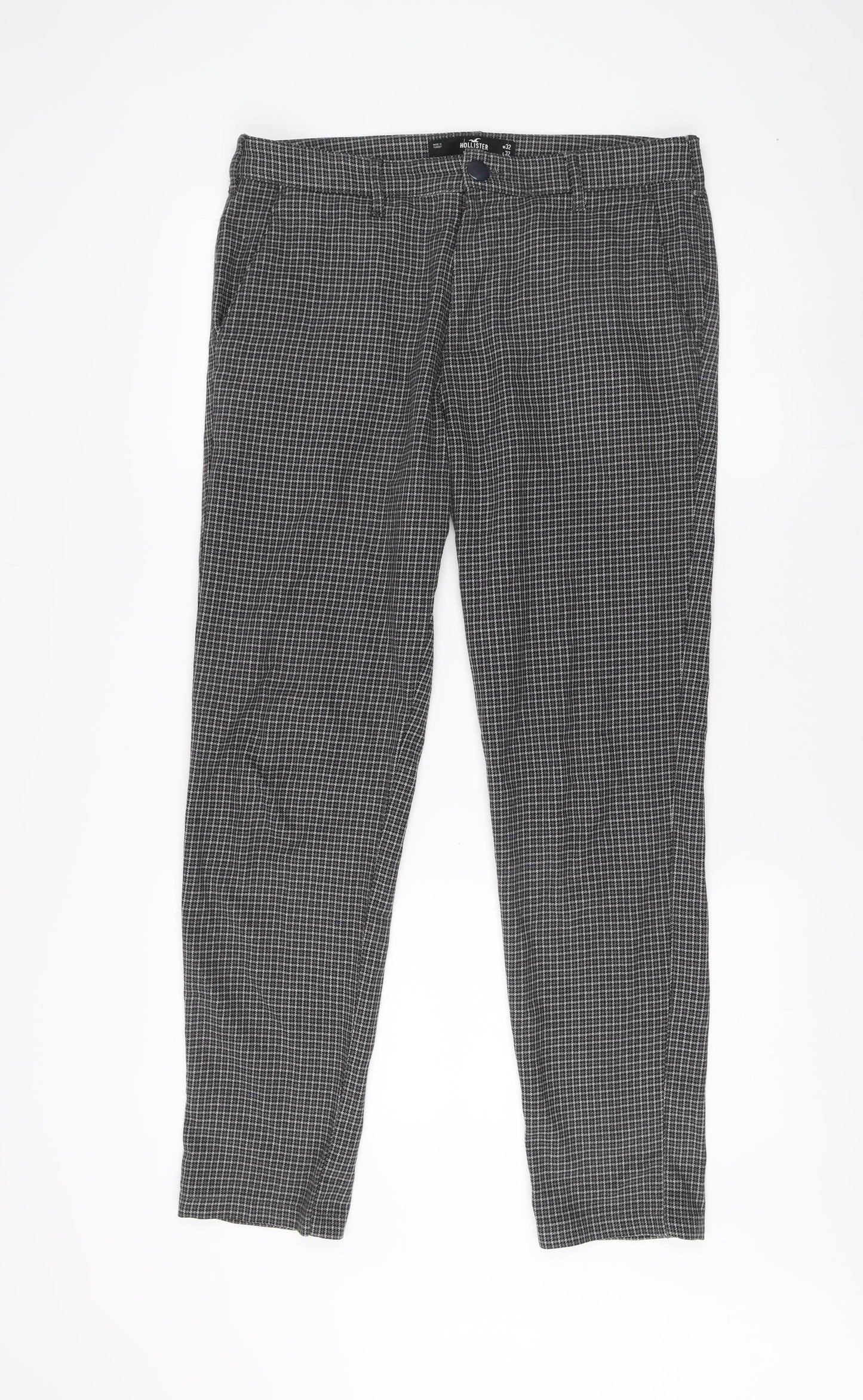 Hollister Women's Black Check Skinny Chino Trousers L