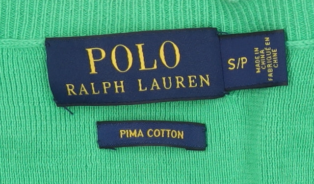 Polo Ralph Lauren Men's Green V-Neck Cotton Jumper, S