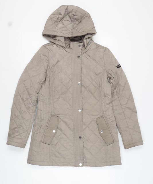 DKNY Women's Beige Quilted Puffer Jacket S
