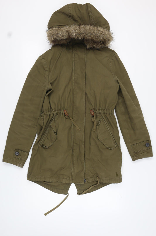 Jack Wills Women's Green Parka Coat Size 10