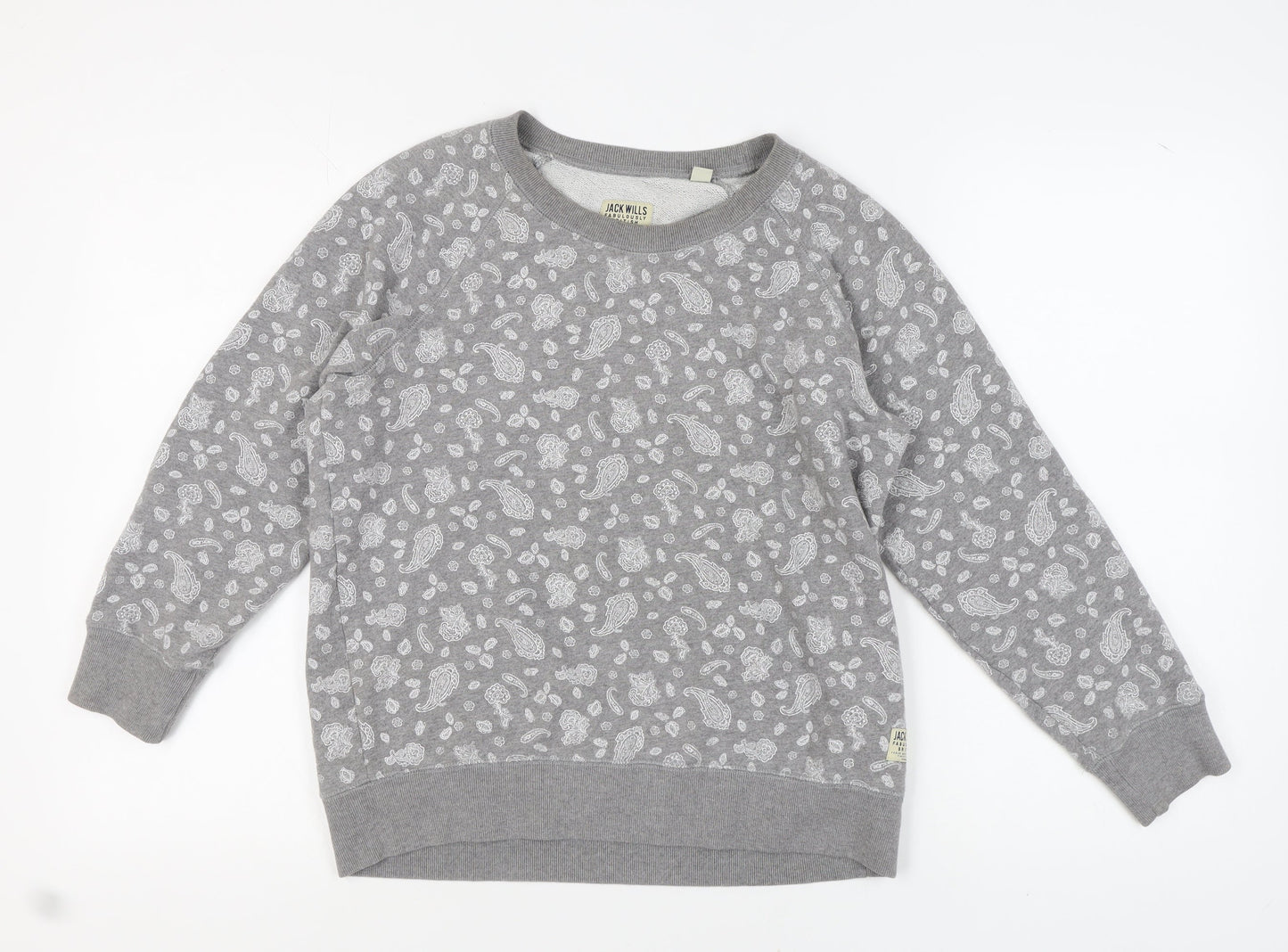 Jack Wills Women's Grey Paisley Pullover Sweatshirt Size 12