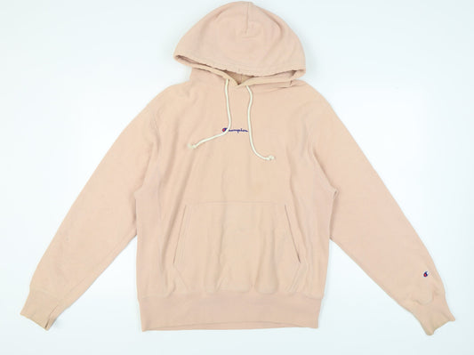 Champion Beige Pullover Hoodie Medium Unisex