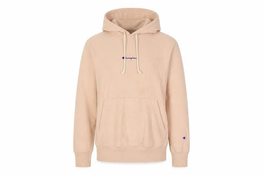 Champion Beige Pullover Hoodie Medium Unisex