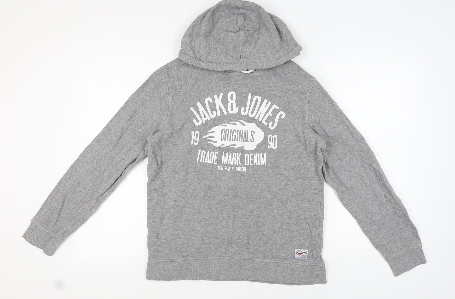 Jack & Jones Grey Unisex Hoodie Large Pullover