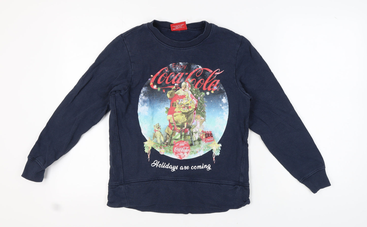 Coca-Cola Women's Blue Christmas Sweatshirt, Size 10