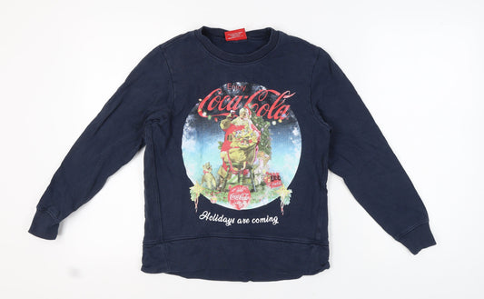 Coca-Cola Women's Blue Christmas Sweatshirt, Size 10