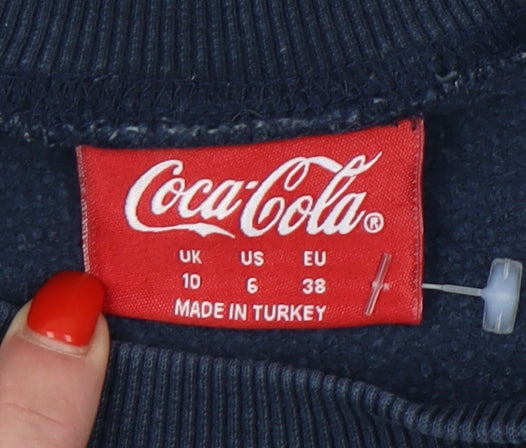 Coca-Cola Women's Blue Christmas Sweatshirt, Size 10