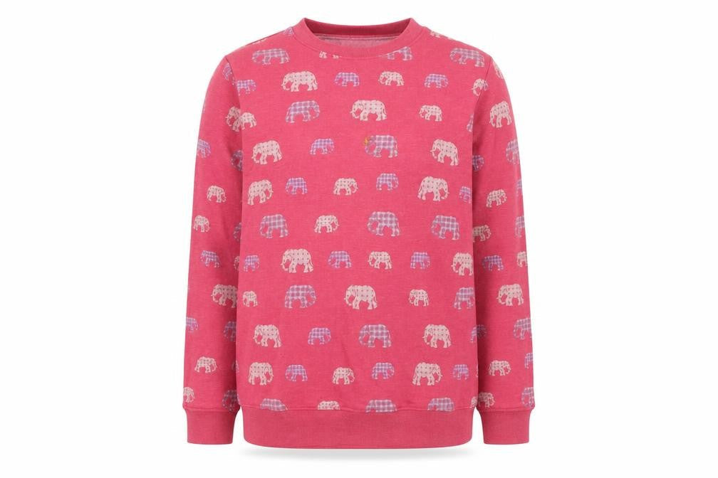 Cotton Traders Women's Red Elephant Print Sweatshirt Size 16