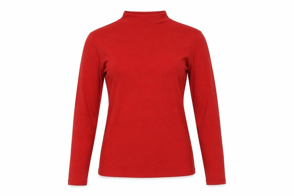 MNG Women's Red Long Sleeve Mock Neck T-Shirt Size 10