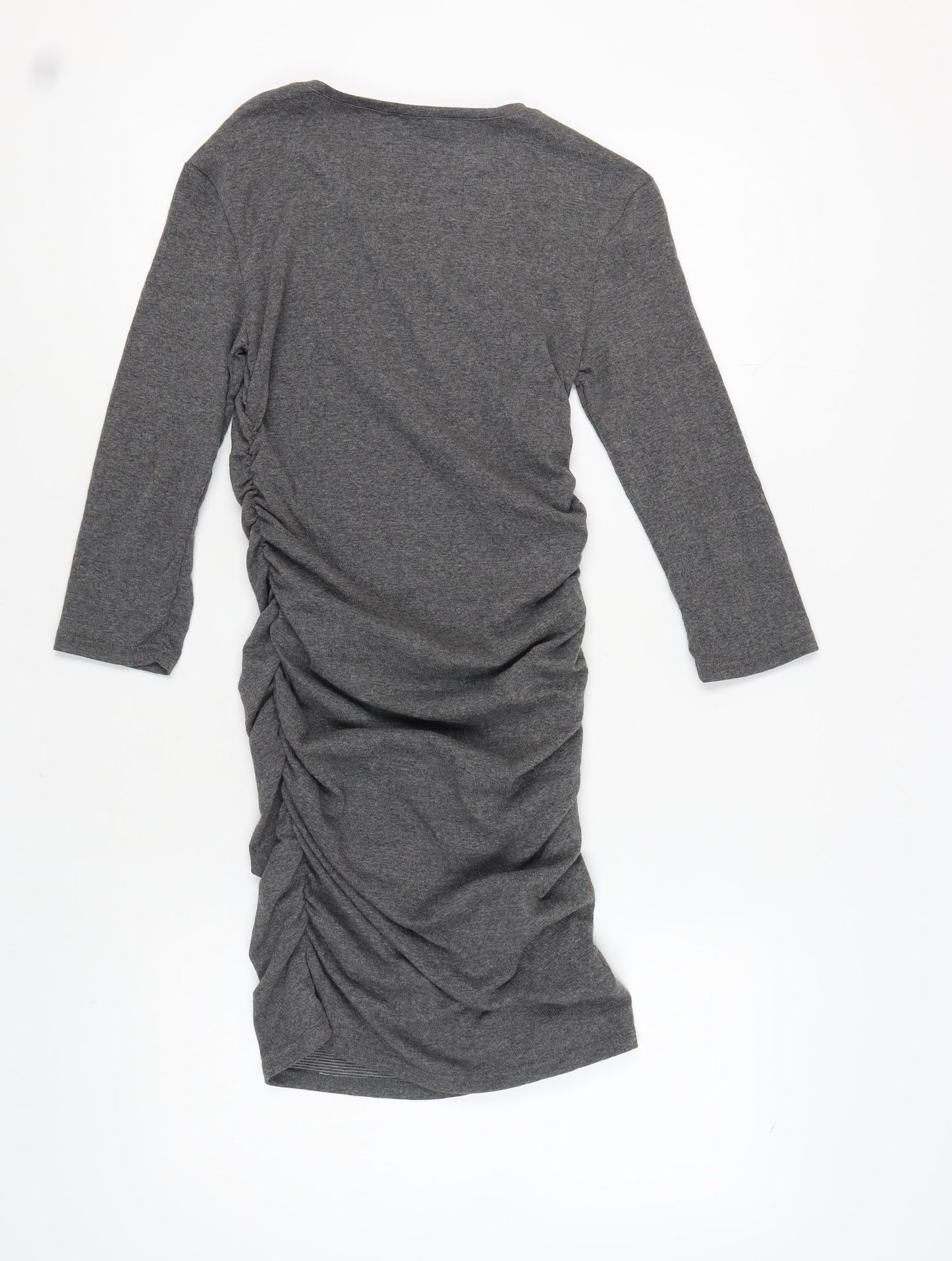 Stradivarius Women's Grey Ruched Dress Size 12