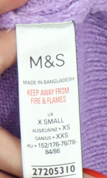 Marks and Spencer Women's Purple Cable-Knit Pullover Jumper XS
