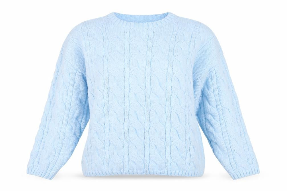 Marks and Spencer Women's Blue Cable-Knit Jumper L
