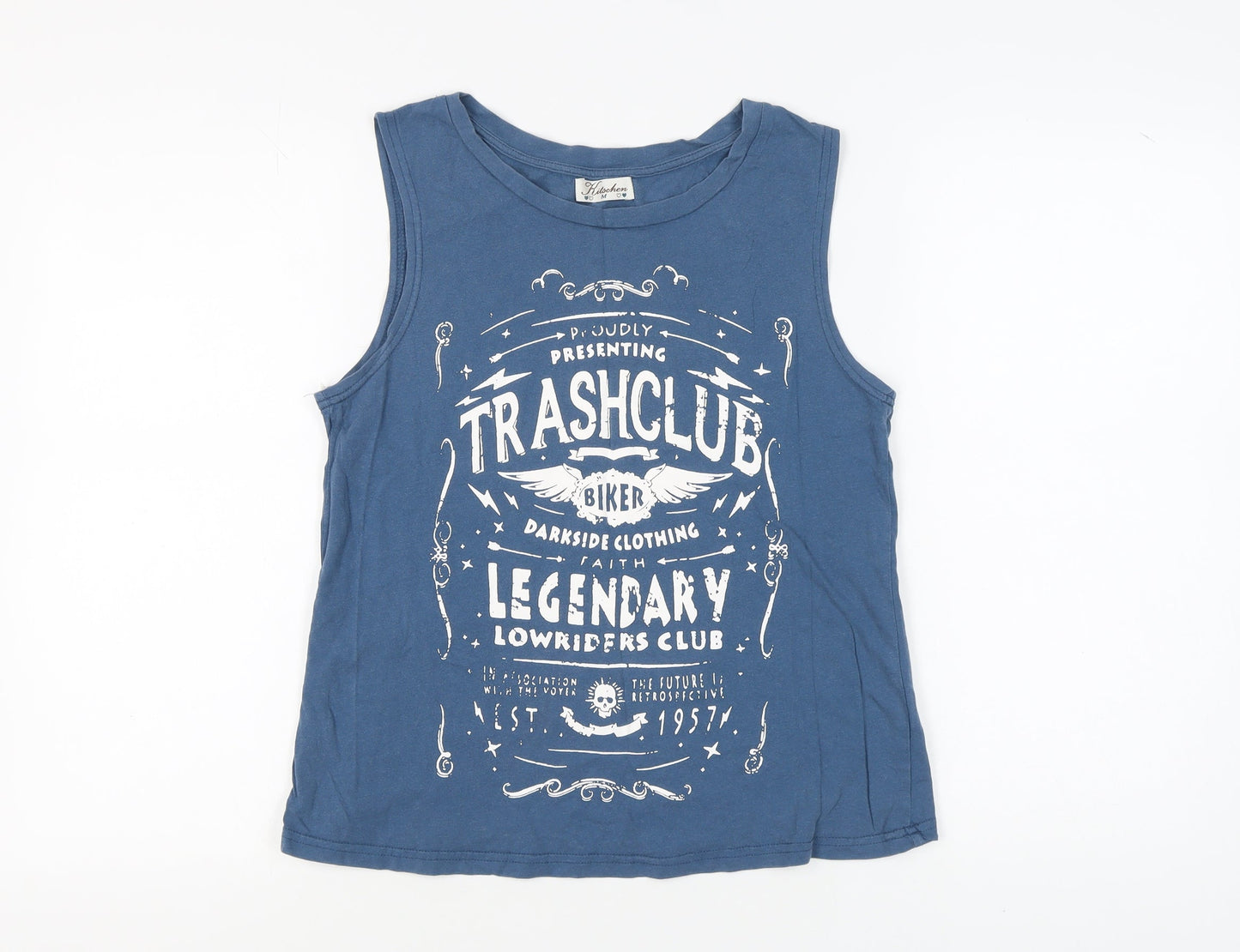 Kitschen Women's Blue Graphic Tank Top, Size M