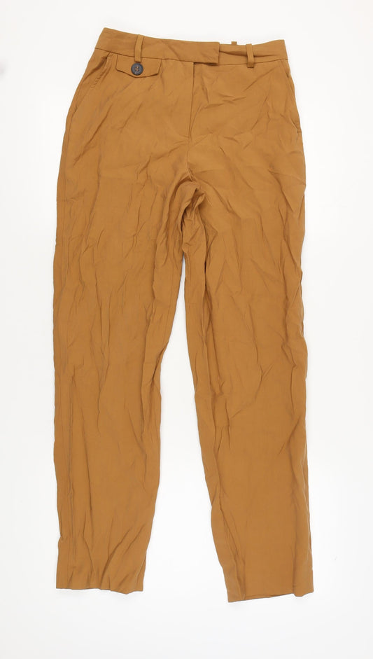 Zara Women's Brown Flat Front Trousers Size S