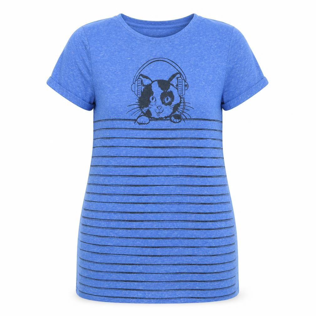 By Henry Holland Women's Blue Striped Cat T-Shirt Size 16