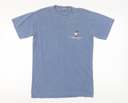 Comfort Colors Men's Blue Graphic Print T-Shirt Size S