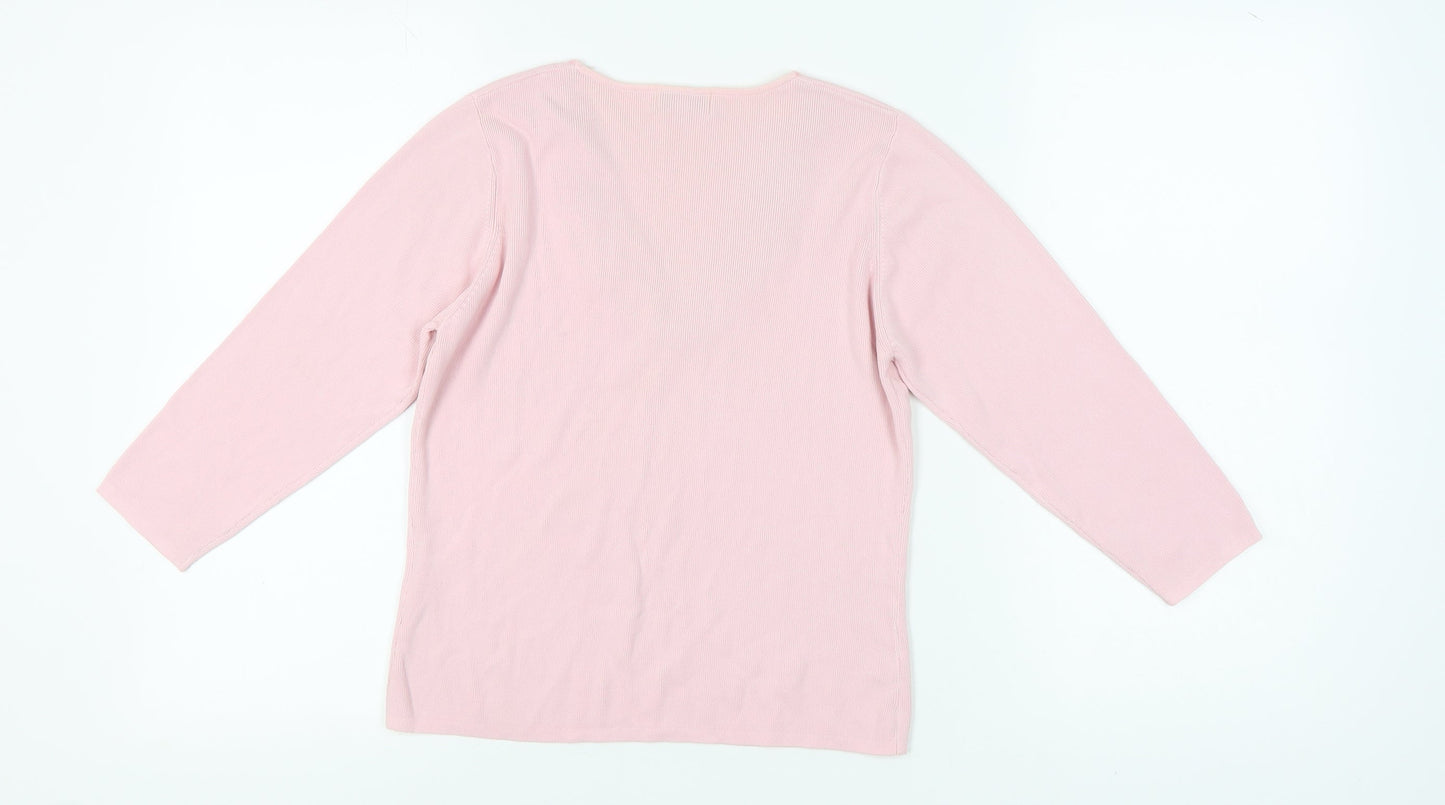 Fay Louise Women's Pink Embroidered Jewel Pullover Jumper