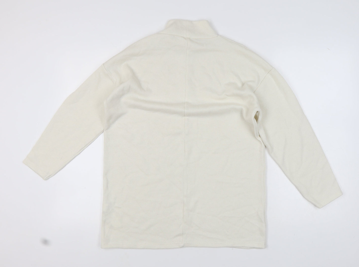 Zara Women's Ivory Mock Neck Jumper Size S