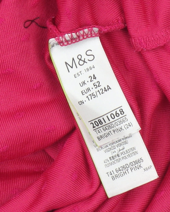 Marks and Spencer Women's Pink Basic T-Shirt Size 24