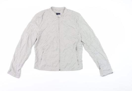 GAP Men's Grey Basic Jacket L Tall Zip Stand-Up Collar