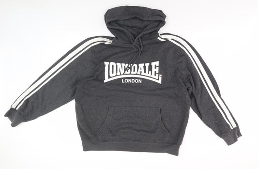 Lonsdale Men's Black Hoodie Large Pullover with Logo