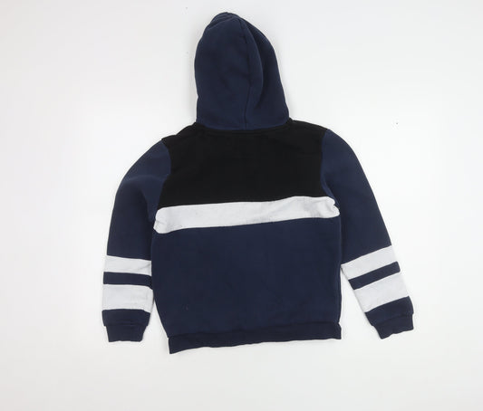 Boys Blue Colourblock Hoodie, Size 13-14, Pullover Style