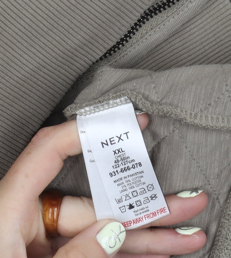 Next Men's Beige 2XL Hooded Jacket with Zip Pockets