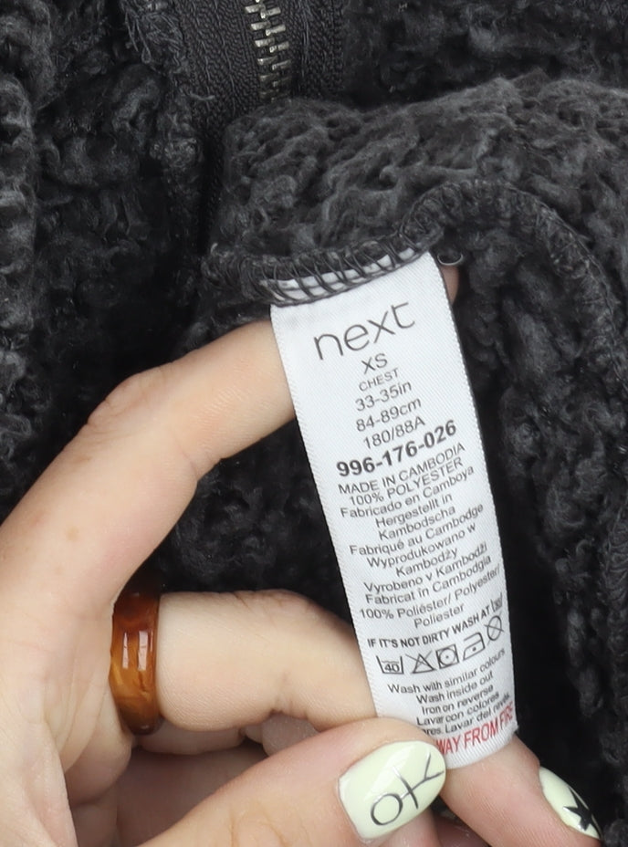 Next Women's Grey Hooded Fleece Jacket XS