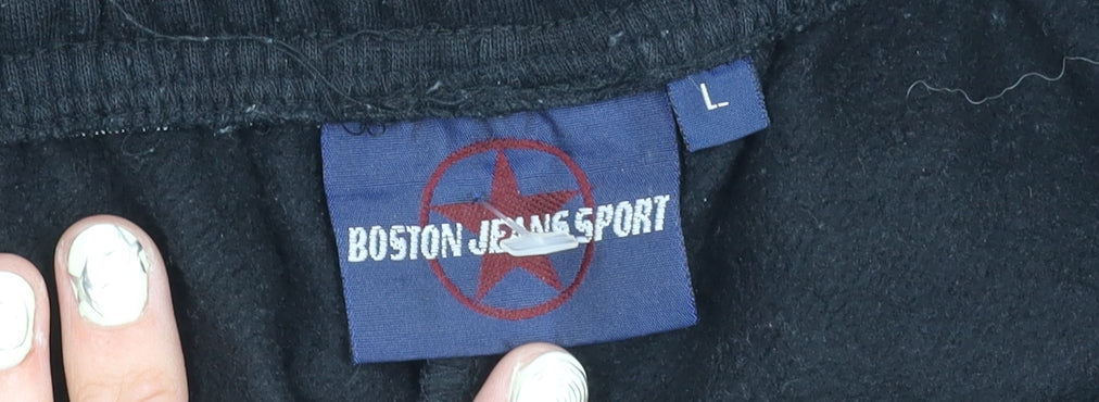 Boston Jeans Sport Men's Black Joggers L Fleece Gym Wear