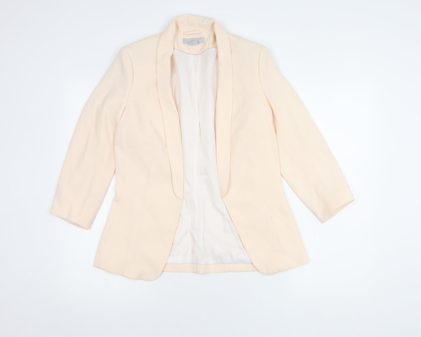 H&M Women Beige Blazer Size 8, Long Sleeve, Regular Fit
