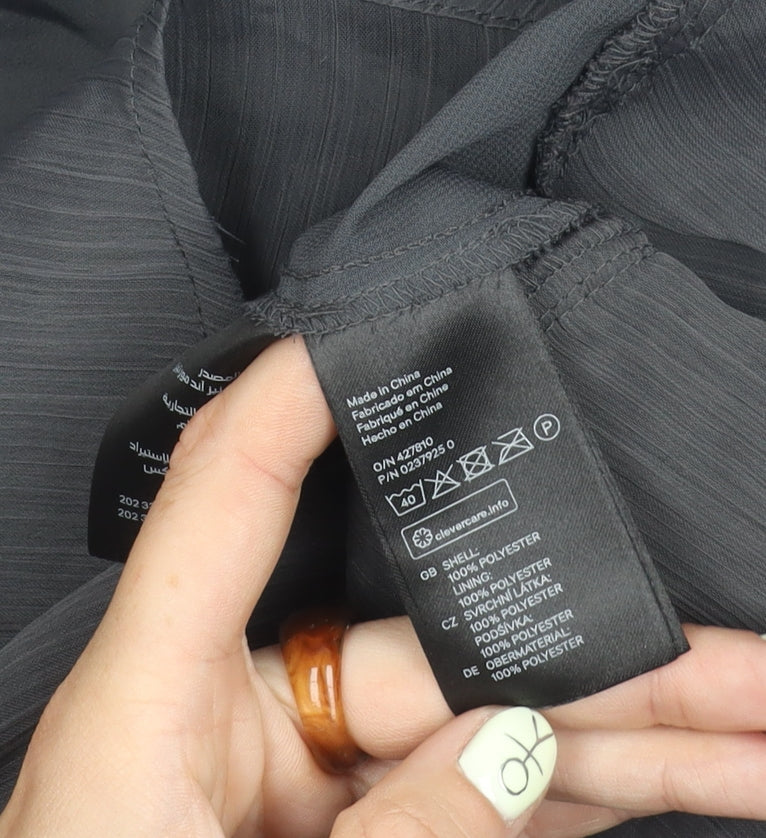 H&M Women's Black Slip Dress, Size 8, Elegant Lace Finish