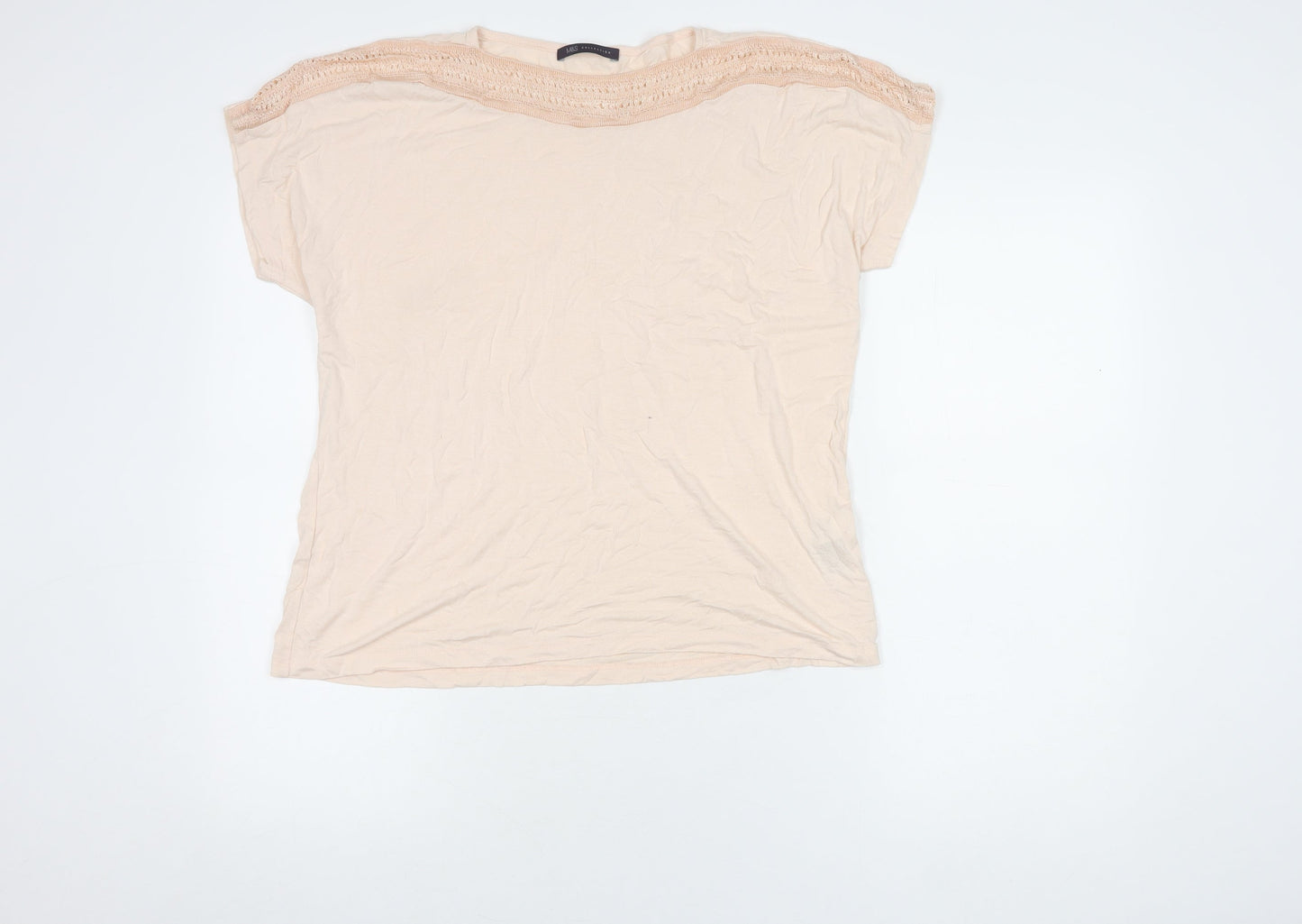 Marks and Spencer Women's Pink Crochet Accent Top, Size 14