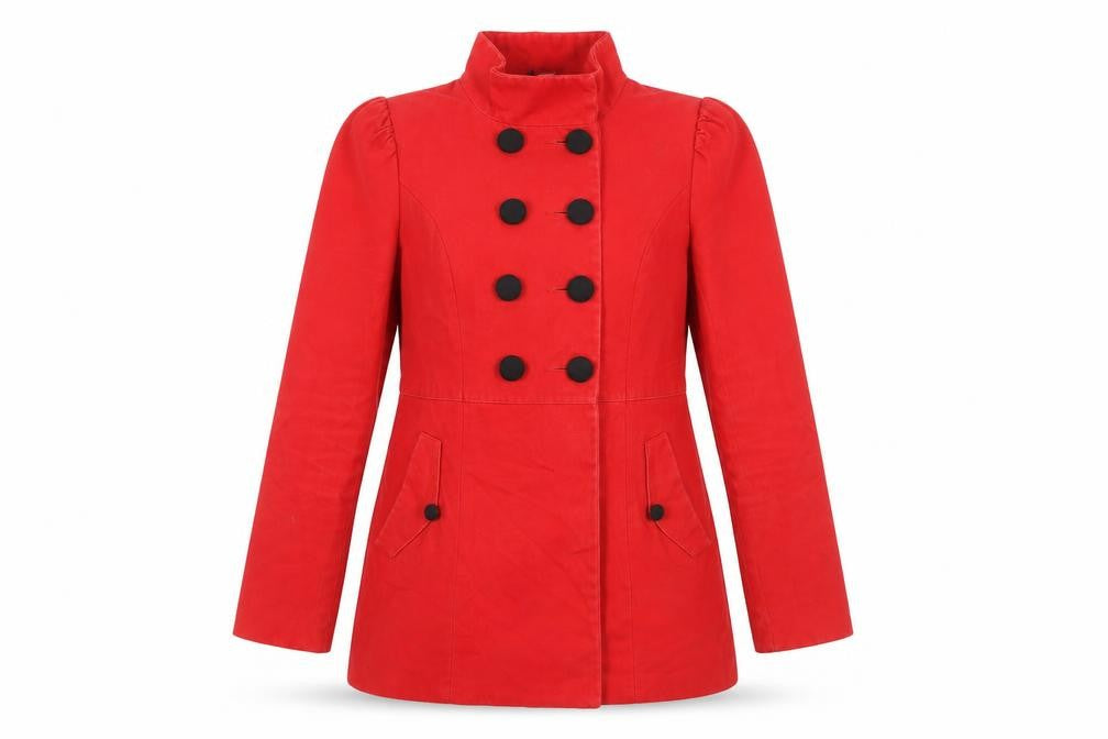H&M Women's Red Cotton Pea Coat Size 12