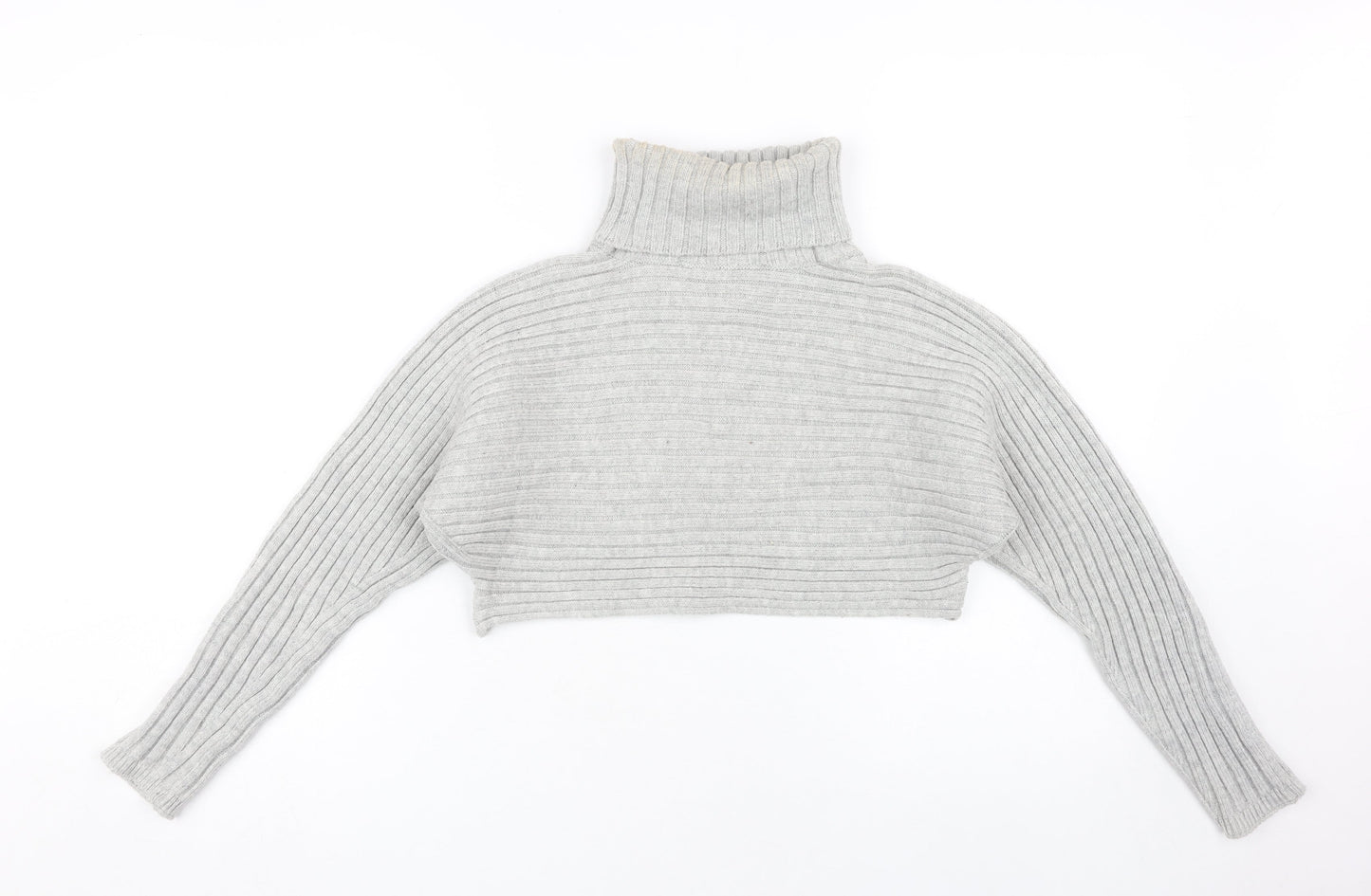 New Look Women's Grey Ribbed Roll Neck Jumper S