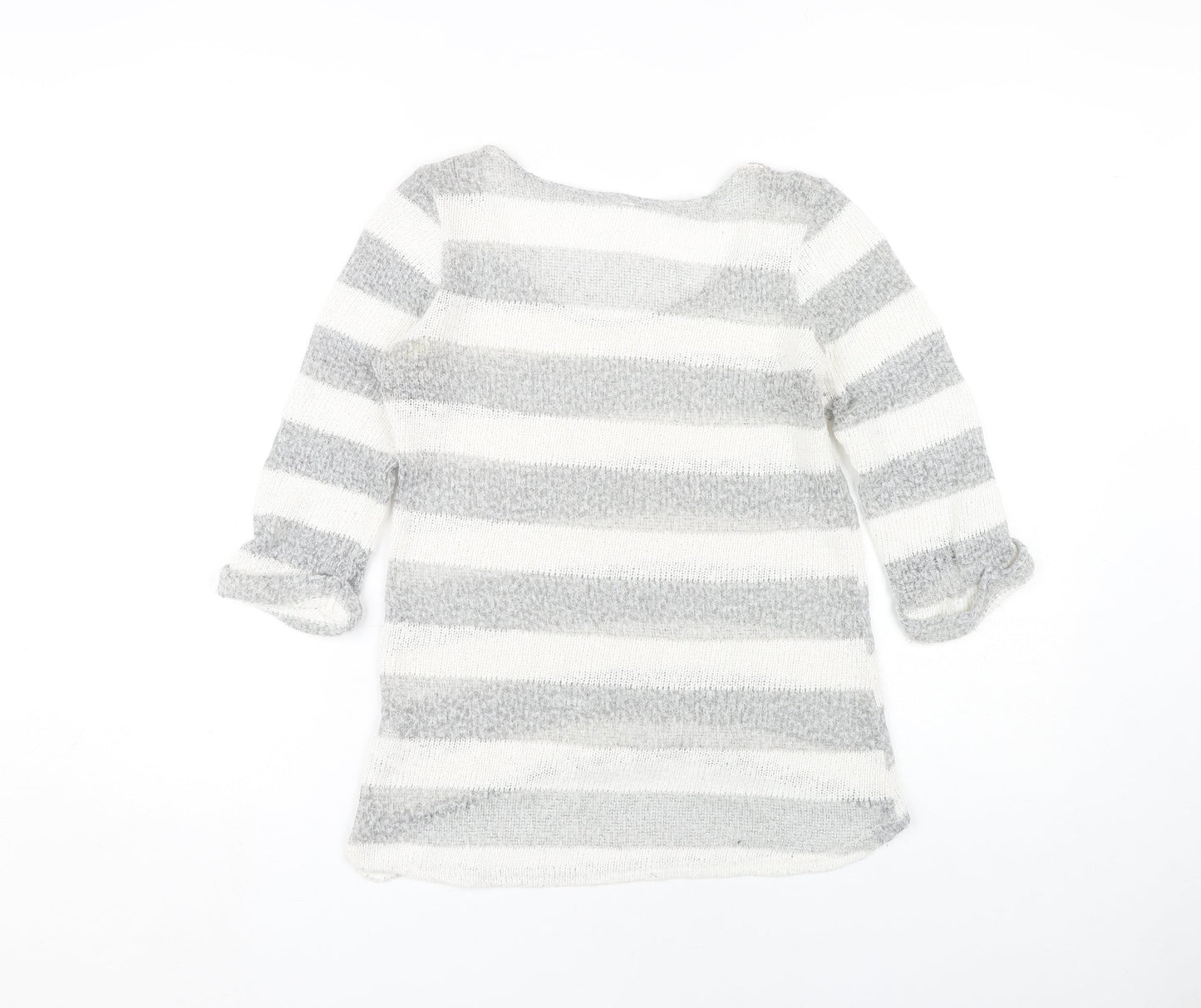 Next Women Grey Striped Pullover Jumper Size 10