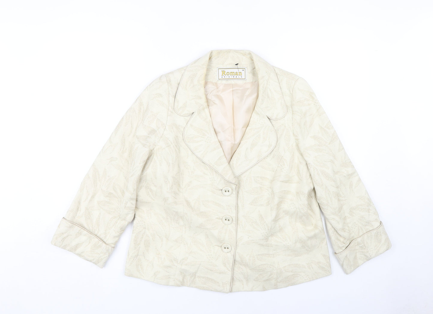 Roman Originals Women's Ivory Floral Blazer Size 16