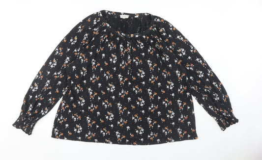 Fat Face Women's Black Floral Tunic Blouse, Size 18
