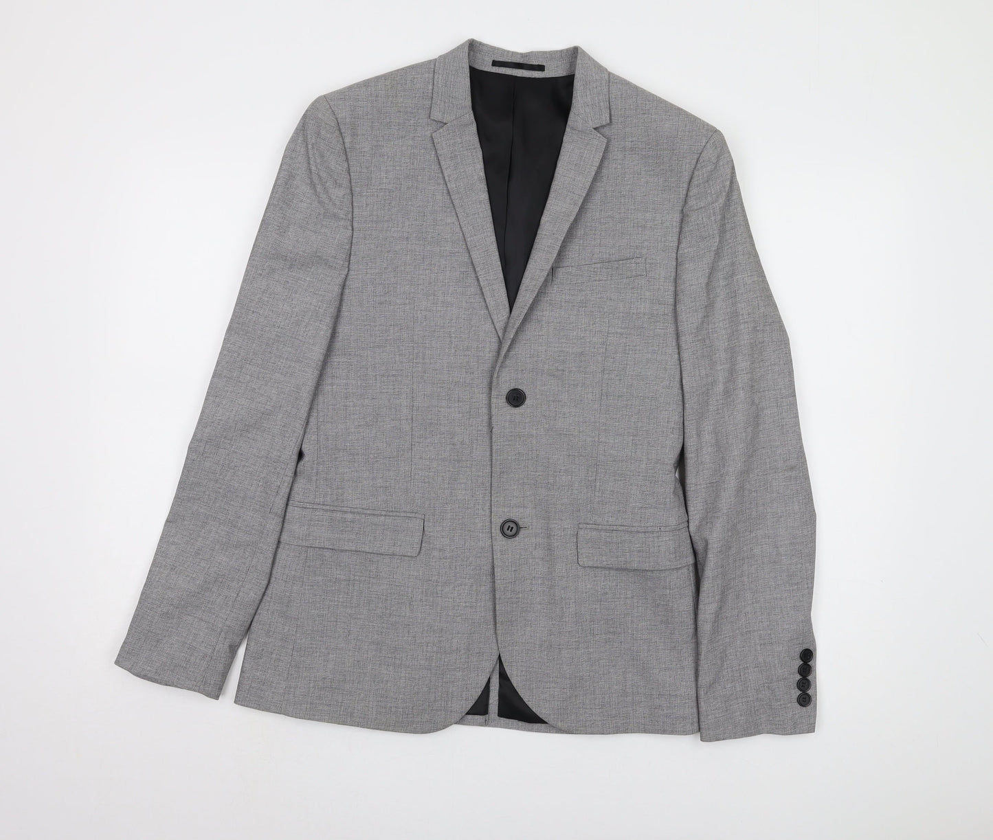 H&M Men’s Grey Blazer, Single-Breasted, 38R