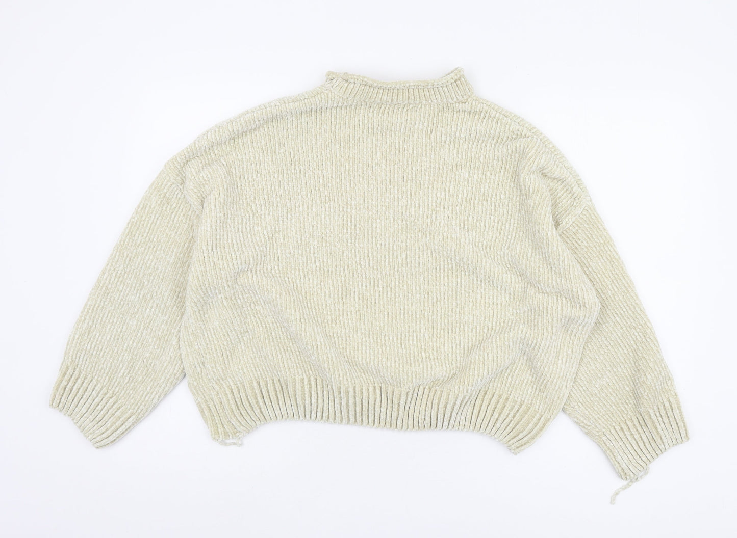 Pull&Bear Women's Beige Mock Neck Jumper, Size 12, Polyester