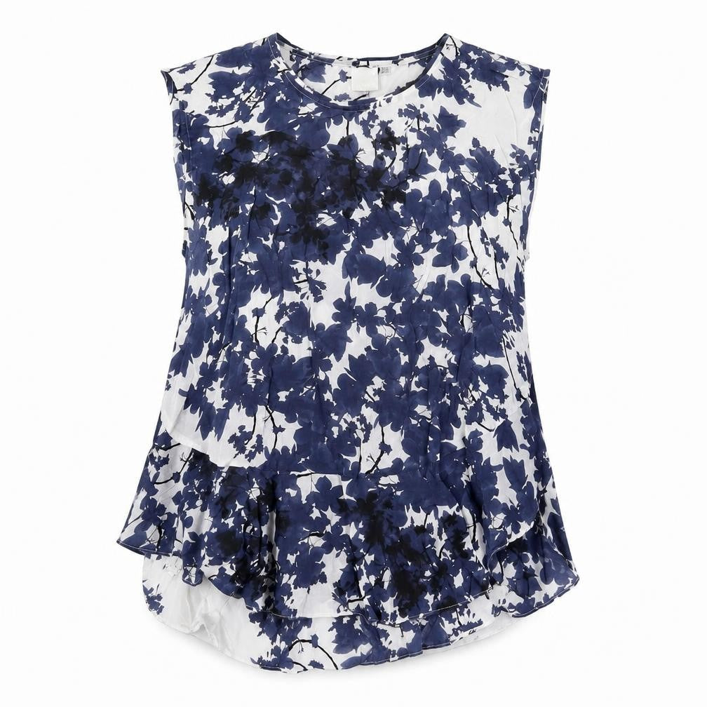 Women's Blue Floral Sleeveless Blouse UK 10