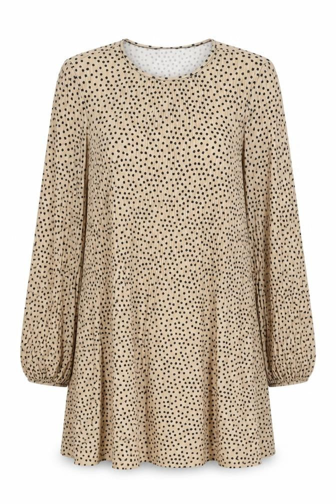 Stradivarius Women's Beige Polka Dot A-Line Dress