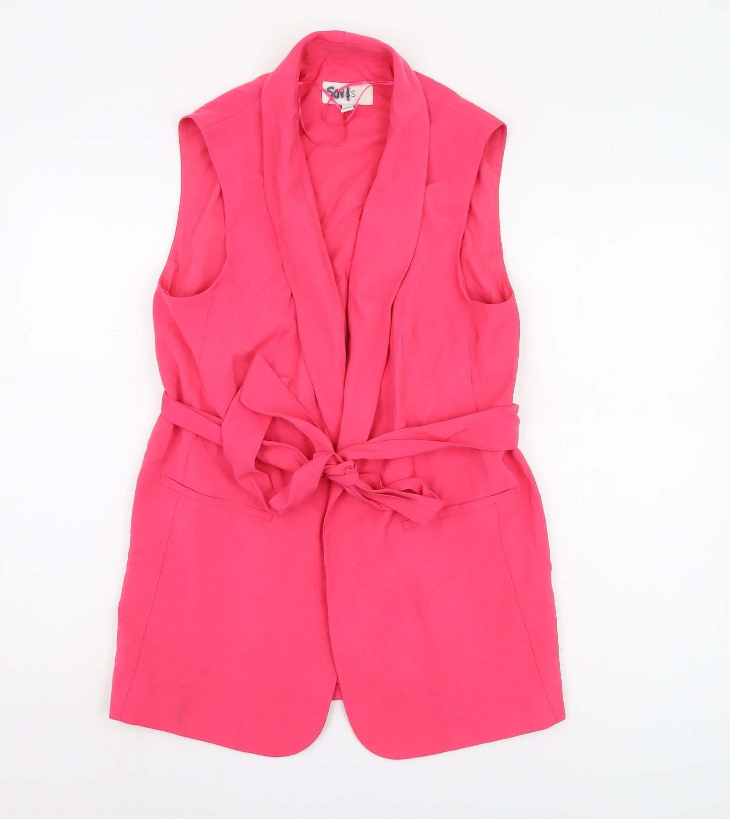 Marks and Spencer Pink Waistcoat Women Size 10 Belted