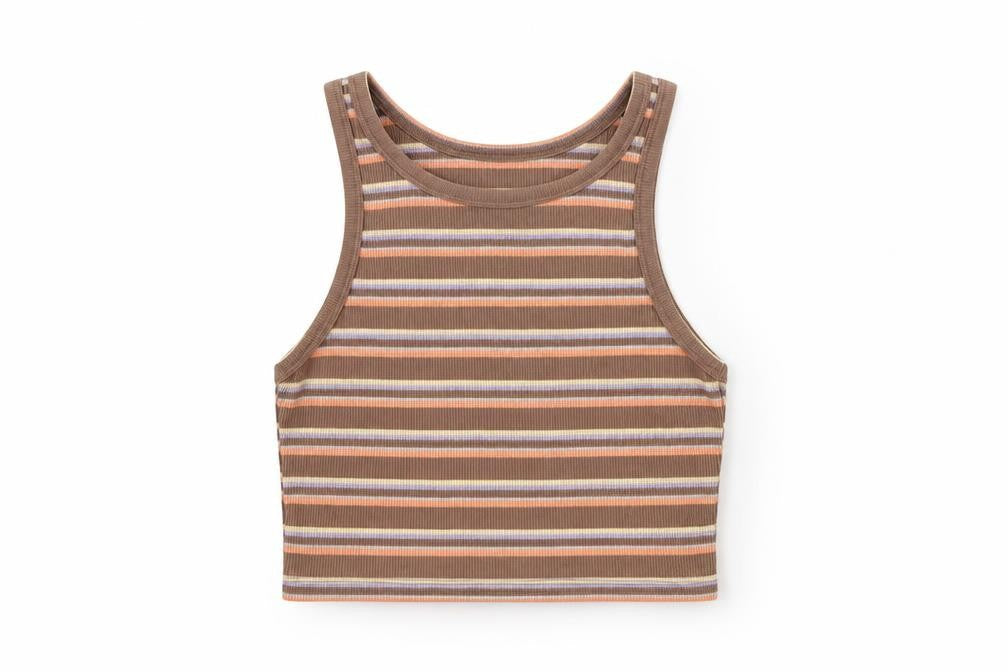 Urban Revivo Women's Brown Striped Cropped Tank