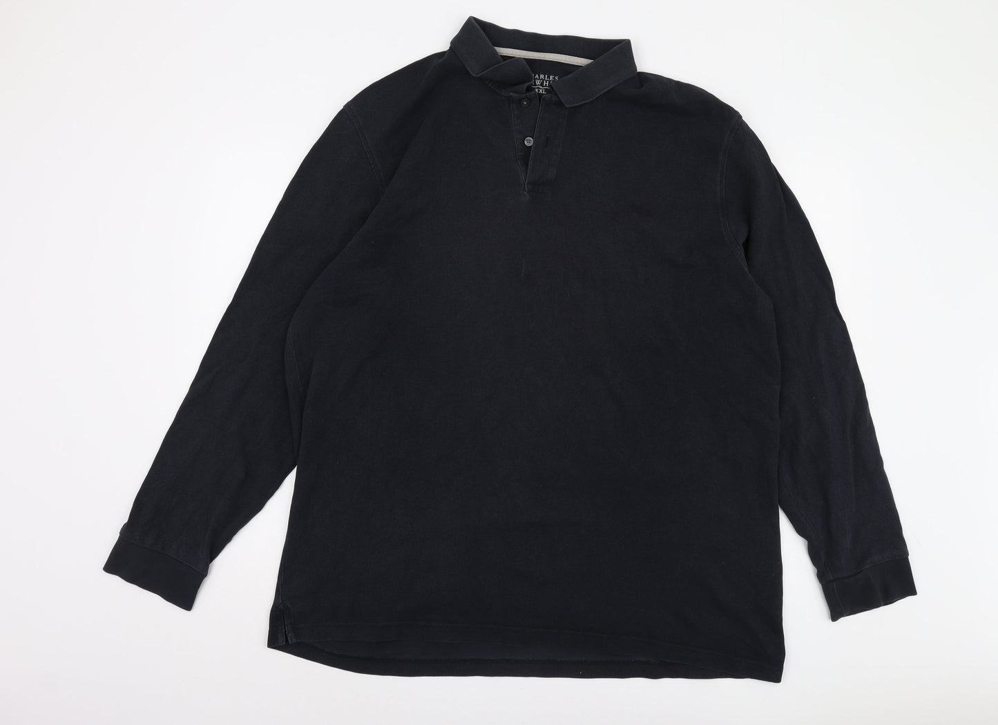 Charles Tyrwhitt Men's Black Polo Shirt 2XL Long Sleeve